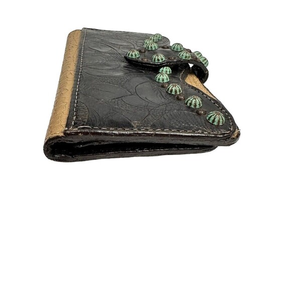 Double J Saddlery Wallet Vintage Rose Brown Tan Leather Mag Snap Closure READ - Picture 8 of 16